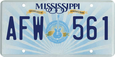 MS license plate AFW561