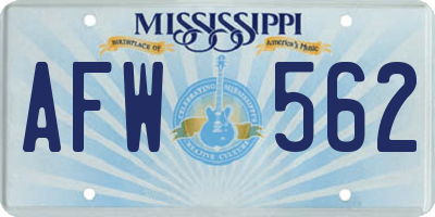 MS license plate AFW562