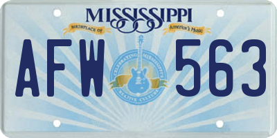 MS license plate AFW563