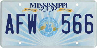 MS license plate AFW566
