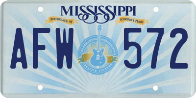 MS license plate AFW572