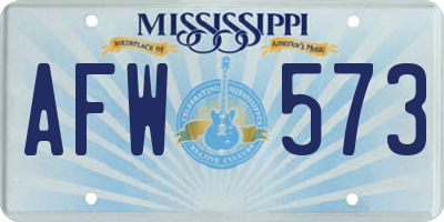 MS license plate AFW573