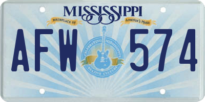 MS license plate AFW574