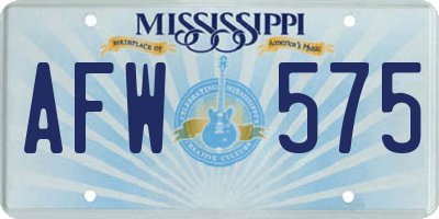 MS license plate AFW575