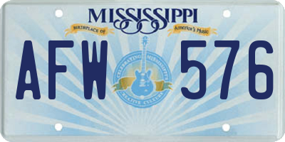 MS license plate AFW576