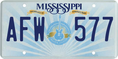 MS license plate AFW577