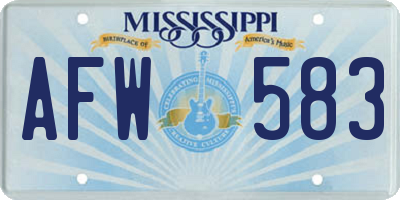 MS license plate AFW583