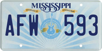 MS license plate AFW593