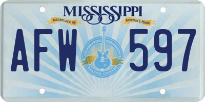 MS license plate AFW597