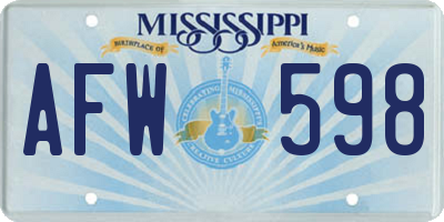 MS license plate AFW598