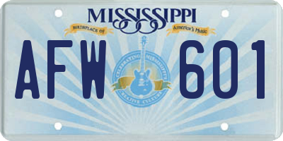 MS license plate AFW601