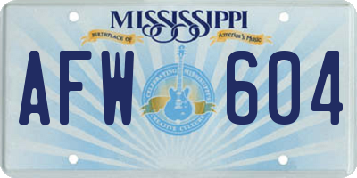 MS license plate AFW604