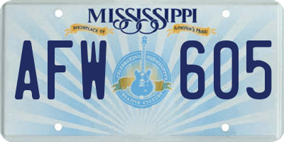 MS license plate AFW605