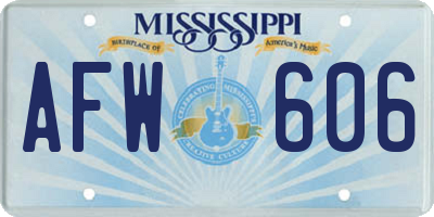 MS license plate AFW606
