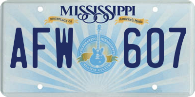 MS license plate AFW607