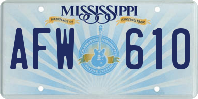 MS license plate AFW610