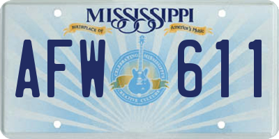 MS license plate AFW611