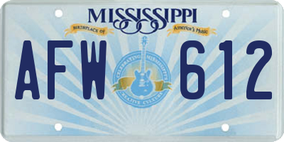 MS license plate AFW612