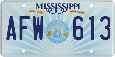 MS license plate AFW613
