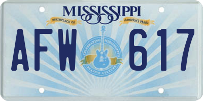 MS license plate AFW617