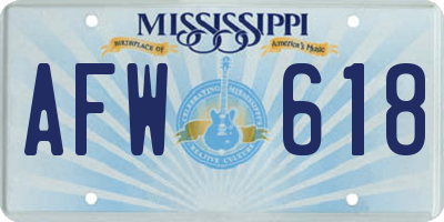 MS license plate AFW618