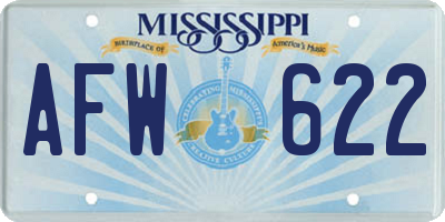 MS license plate AFW622