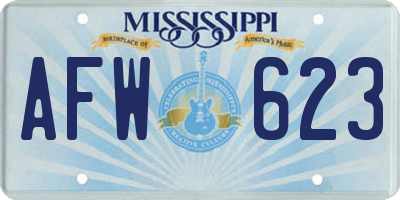 MS license plate AFW623