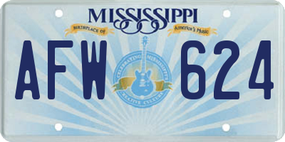 MS license plate AFW624
