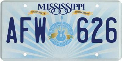 MS license plate AFW626