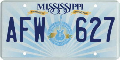 MS license plate AFW627