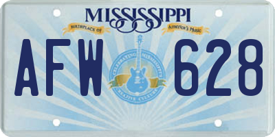 MS license plate AFW628