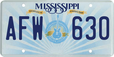MS license plate AFW630