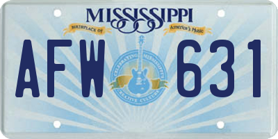MS license plate AFW631