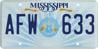 MS license plate AFW633