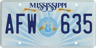 MS license plate AFW635