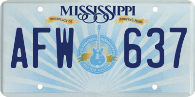 MS license plate AFW637