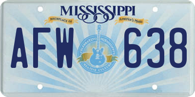 MS license plate AFW638