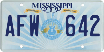 MS license plate AFW642