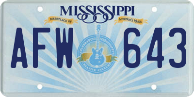 MS license plate AFW643