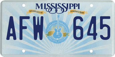 MS license plate AFW645