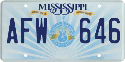 MS license plate AFW646