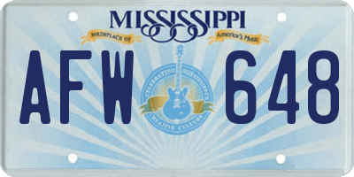 MS license plate AFW648