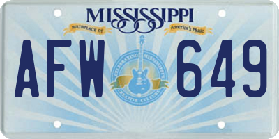 MS license plate AFW649