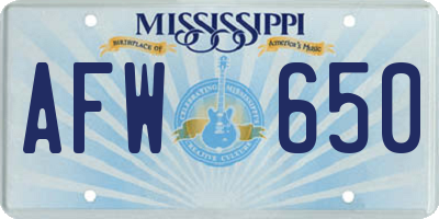 MS license plate AFW650