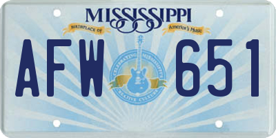 MS license plate AFW651