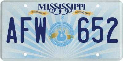 MS license plate AFW652