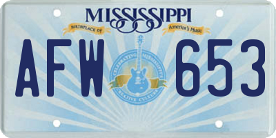 MS license plate AFW653