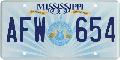 MS license plate AFW654