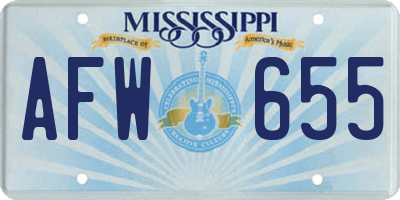 MS license plate AFW655