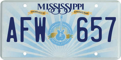 MS license plate AFW657